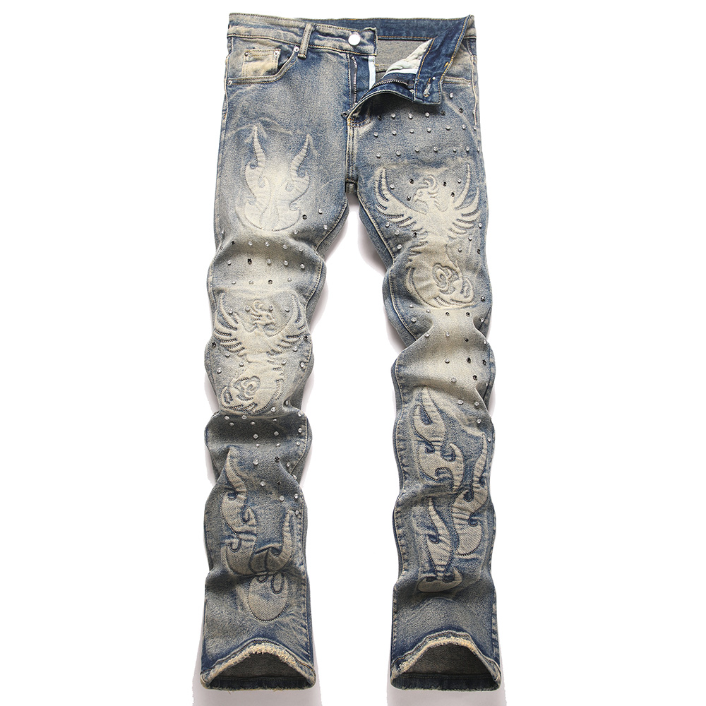 Men Shoes Jeans - Men's Vintage Bootcut Denim Jeans Streetwear