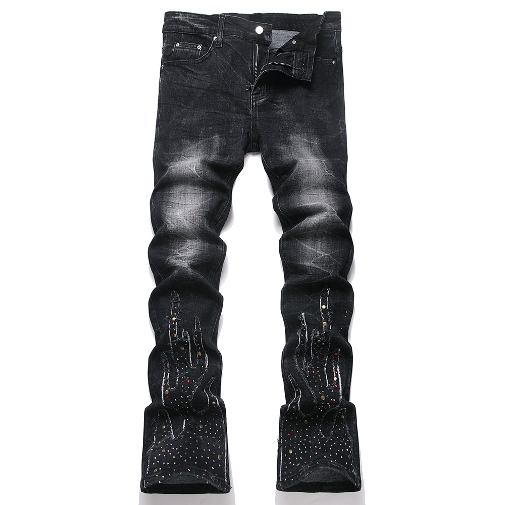 Men Crystal Rivet Stretch Deni - Men Shoes Jeans review and price