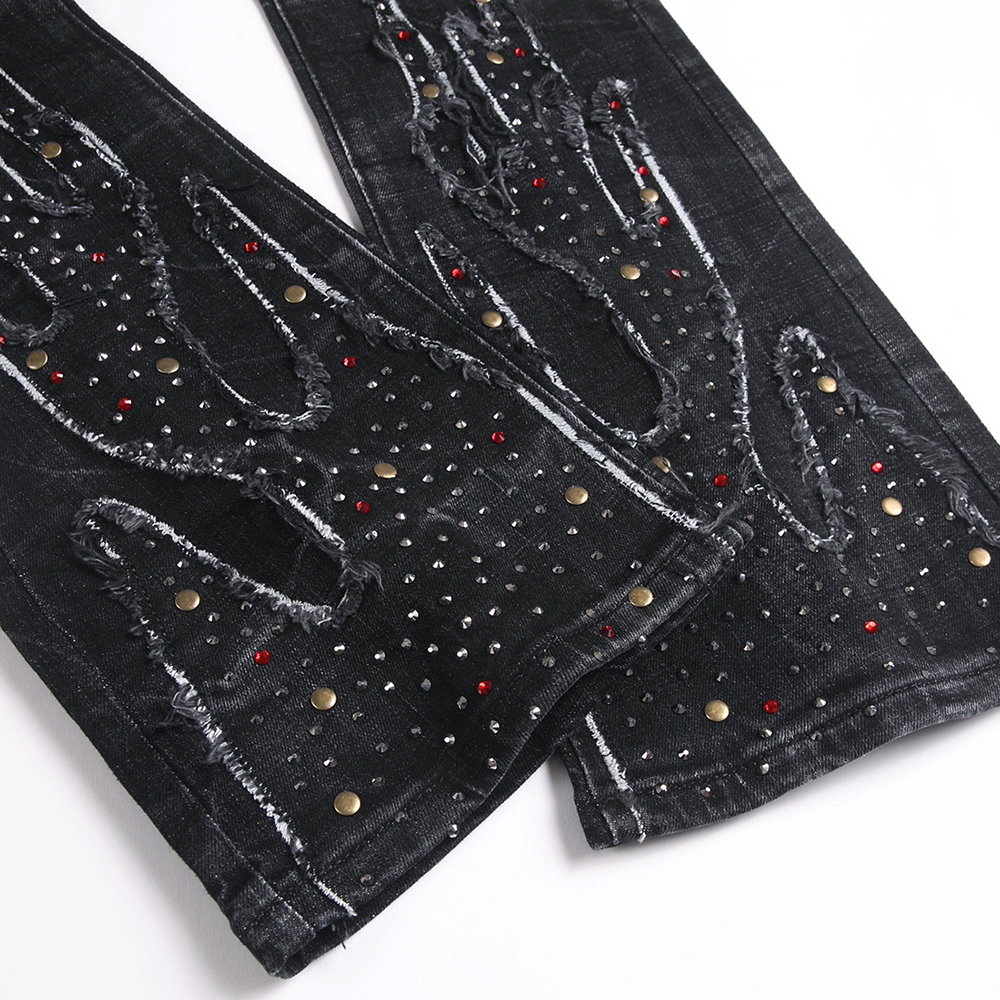 Men Crystal Rivet Stretch Deni - Men Shoes Jeans review and price