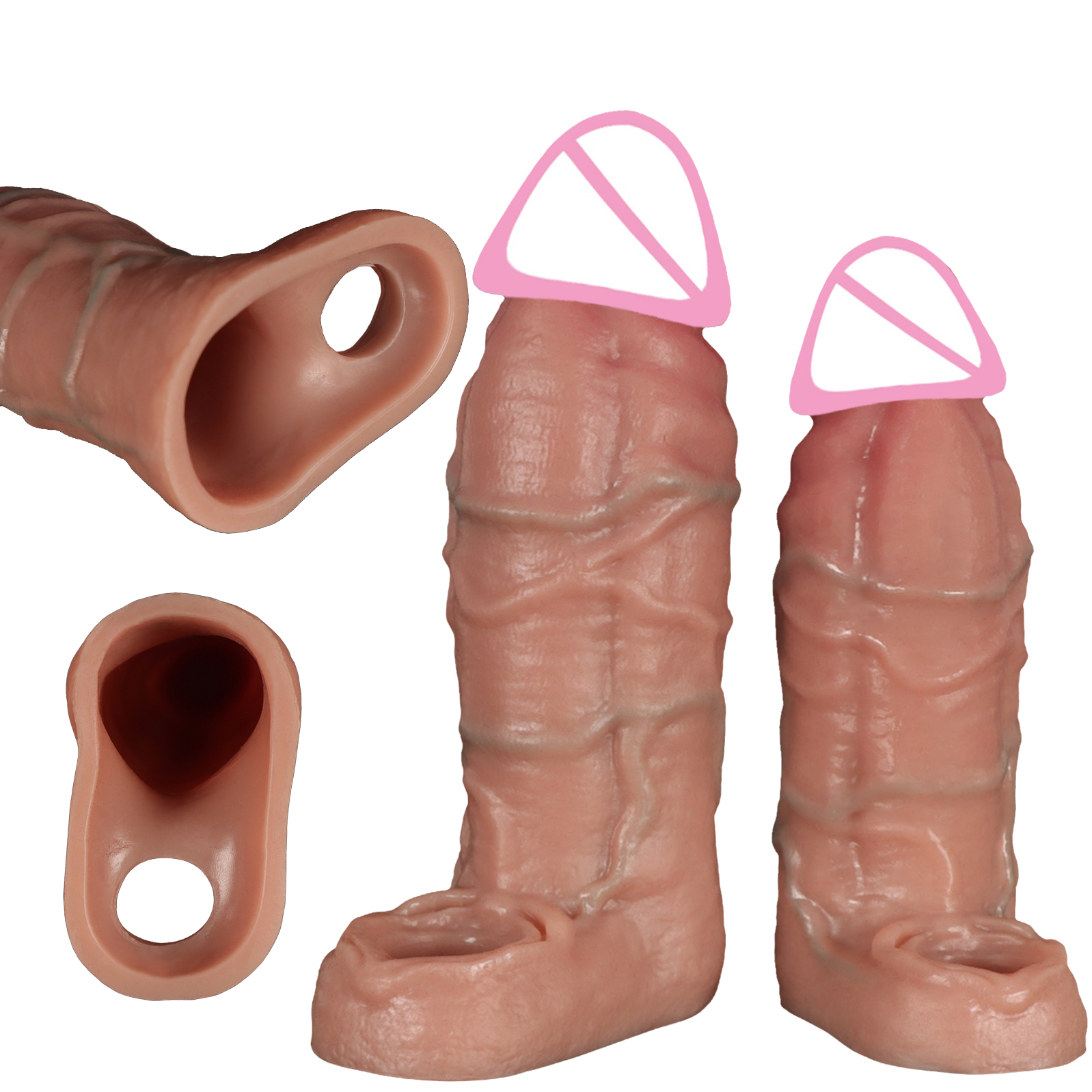 2 Size Realistic Penis Sleeve  - Shoes Heels Men review and price