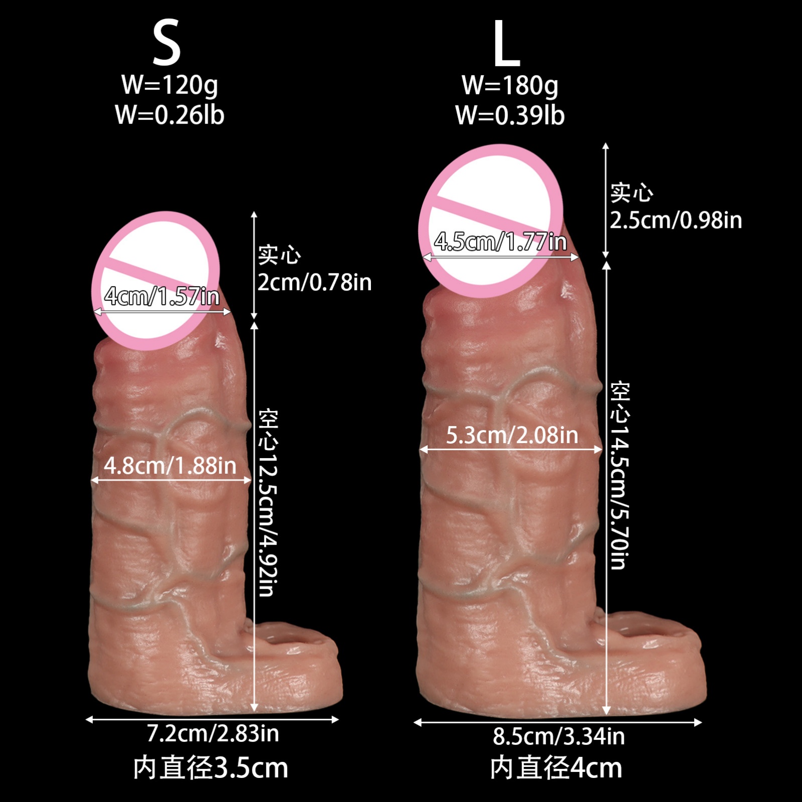 2 Size Realistic Penis Sleeve  - Shoes Heels Men review and price