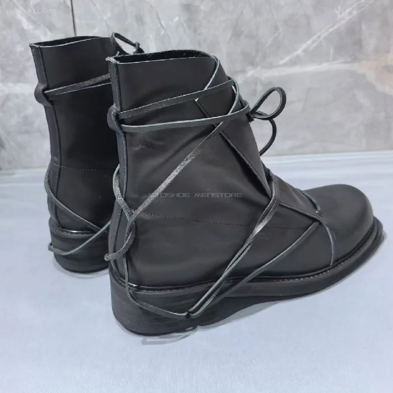 Black Genuine Leather Square T - Shoes Heels Men review and price