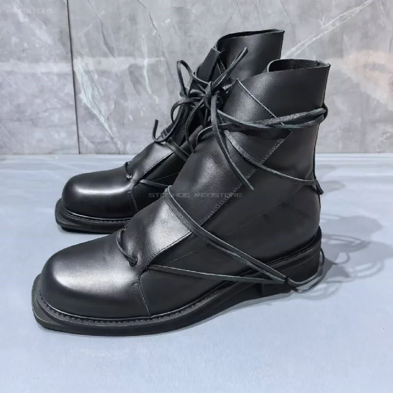 Black Genuine Leather Square T - Shoes Heels Men review and price