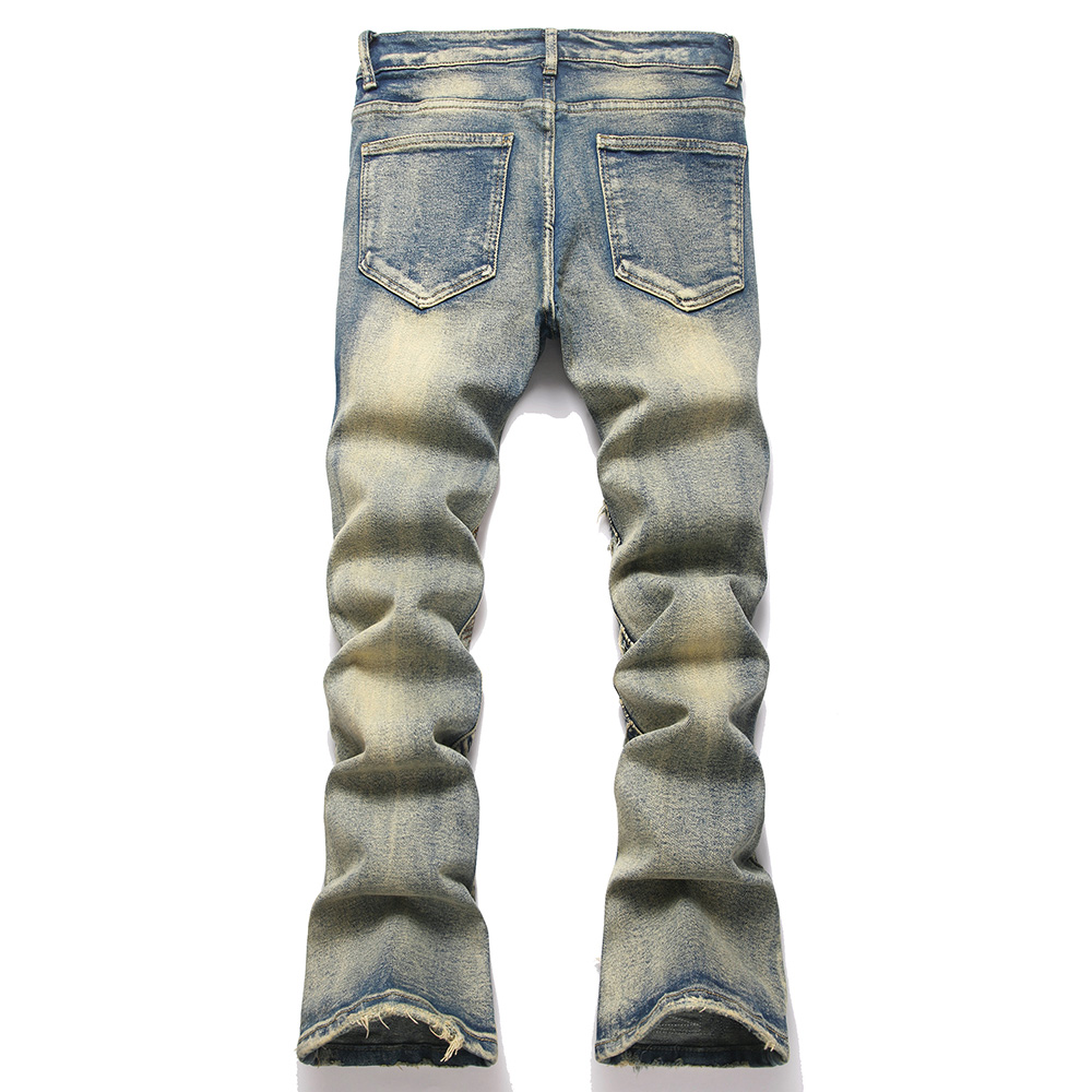 Men Embroidery Patch Boot Cut  - Men Shoes Jeans review and price