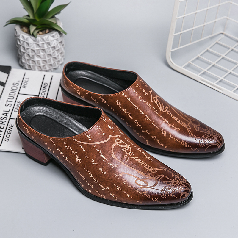 Men Brown Leather Mules Slippe - Shoes Heels Men review and price